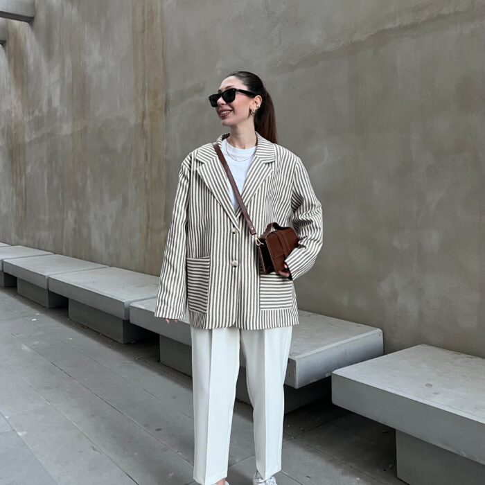 Kemerli Beyaz Havuç Kumaş Pantolon