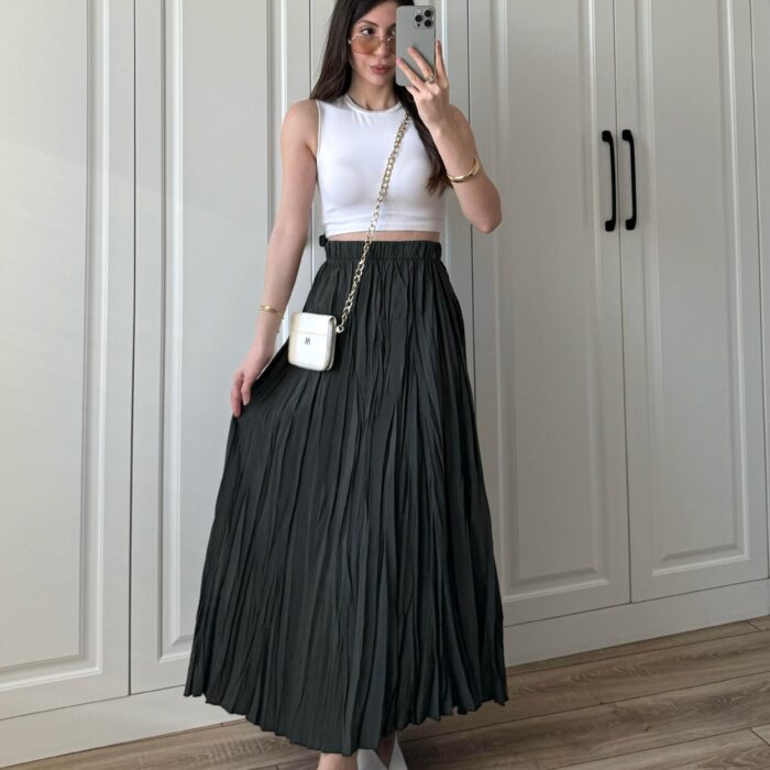 Vera Haki Kraş Kumaş Etek