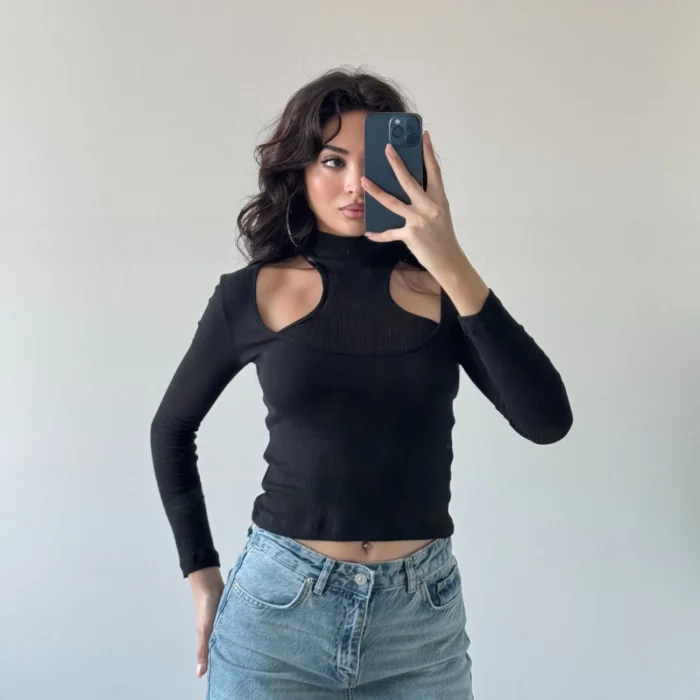 Kadın Siyah Bluz 1017-0552
