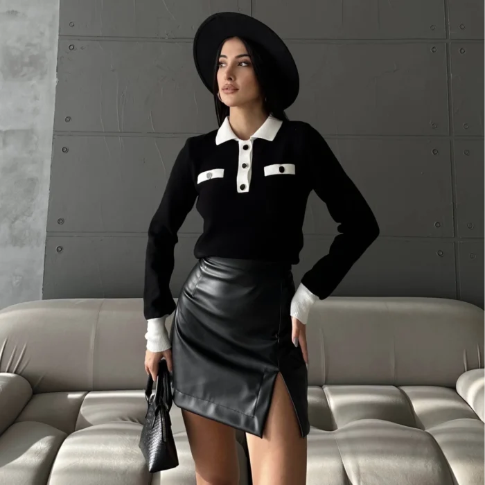 Kadın Siyah Triko Kazak 0880-231066