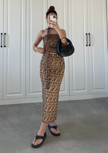 Zr Model Viral Leopar Etekli Takım